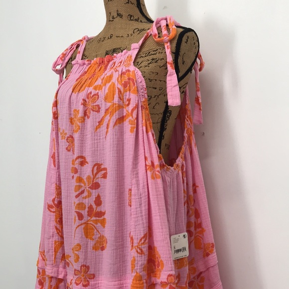 Free People Fleur Tunic Petal Combo Swing Dress Swim Beach Cover Up Size Small - Picture 5 of 9